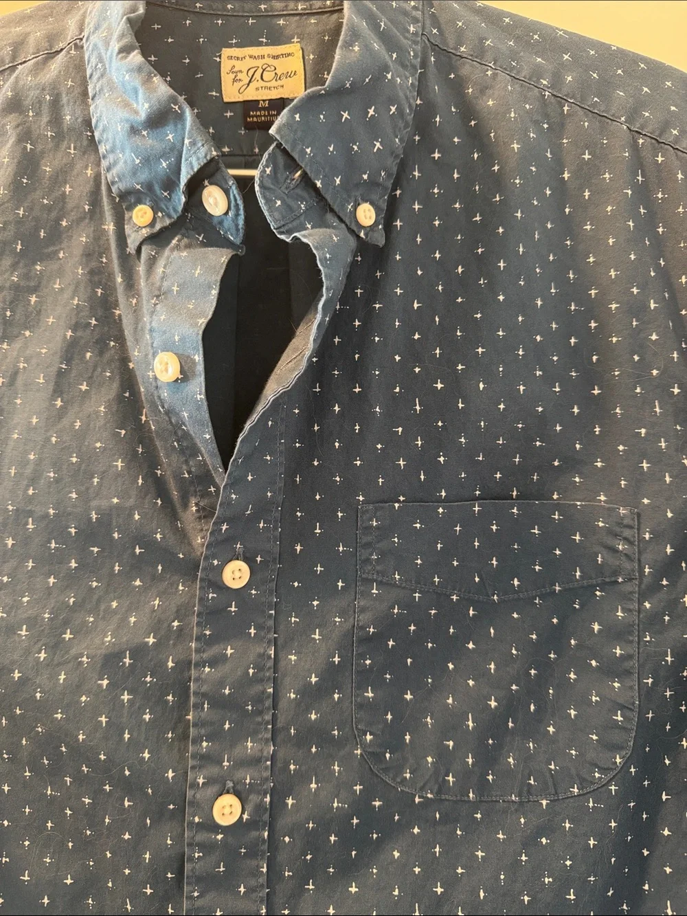 J. Crew Men's Navy Blue Dot Button-Down Shirt